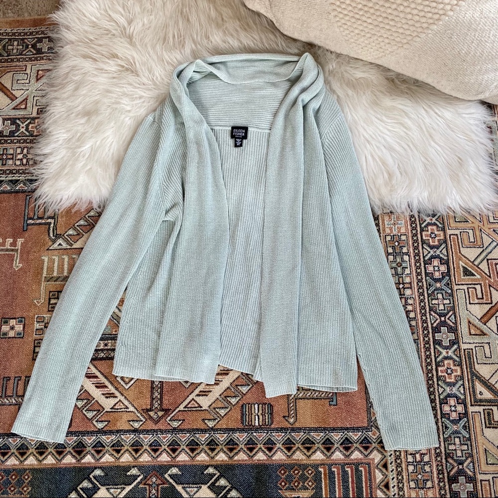 Eileen Fisher Blue-Gray Open Front Cardigan - LP